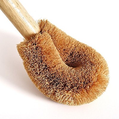 Eco friendly natural natural coconut bristle curved toilet brush