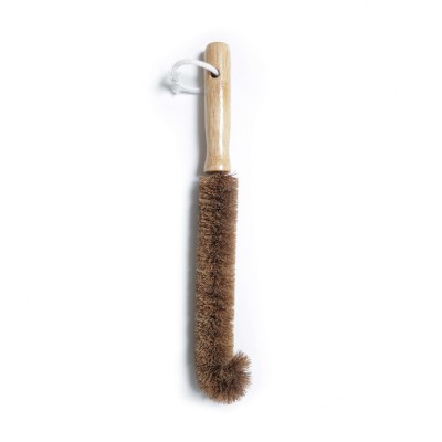 Coconut coir fiber bristle wooden handle dishwashing bottle cleaning brush